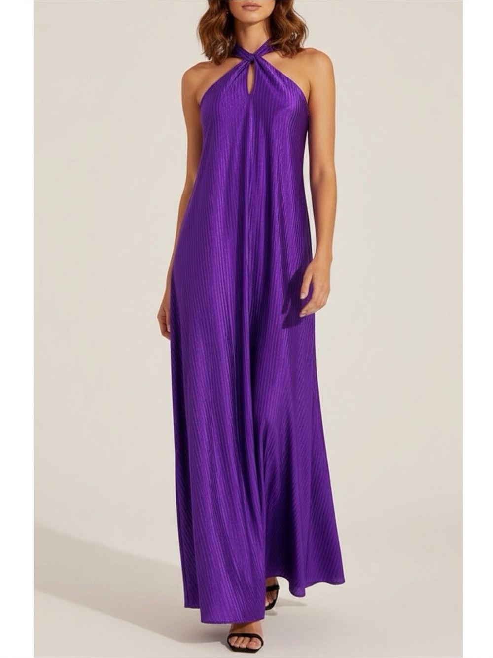 SÉZANE Renata Long Silk Dress, Purple, FR36/US4